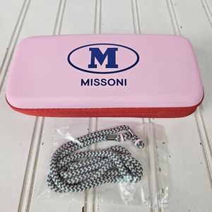 Missoni Sunglasses Case Pink Red Zip‎ Around and Lanyard ONLY
